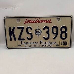 Louisiana 2008 Louisiana Purchase  Bicentennial License Plate